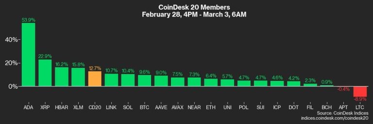 CoinDesk 20 members’ performance